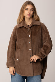 Manila Grace Giacca In Ecopelliccia con Bottoni E176PU ARABICA