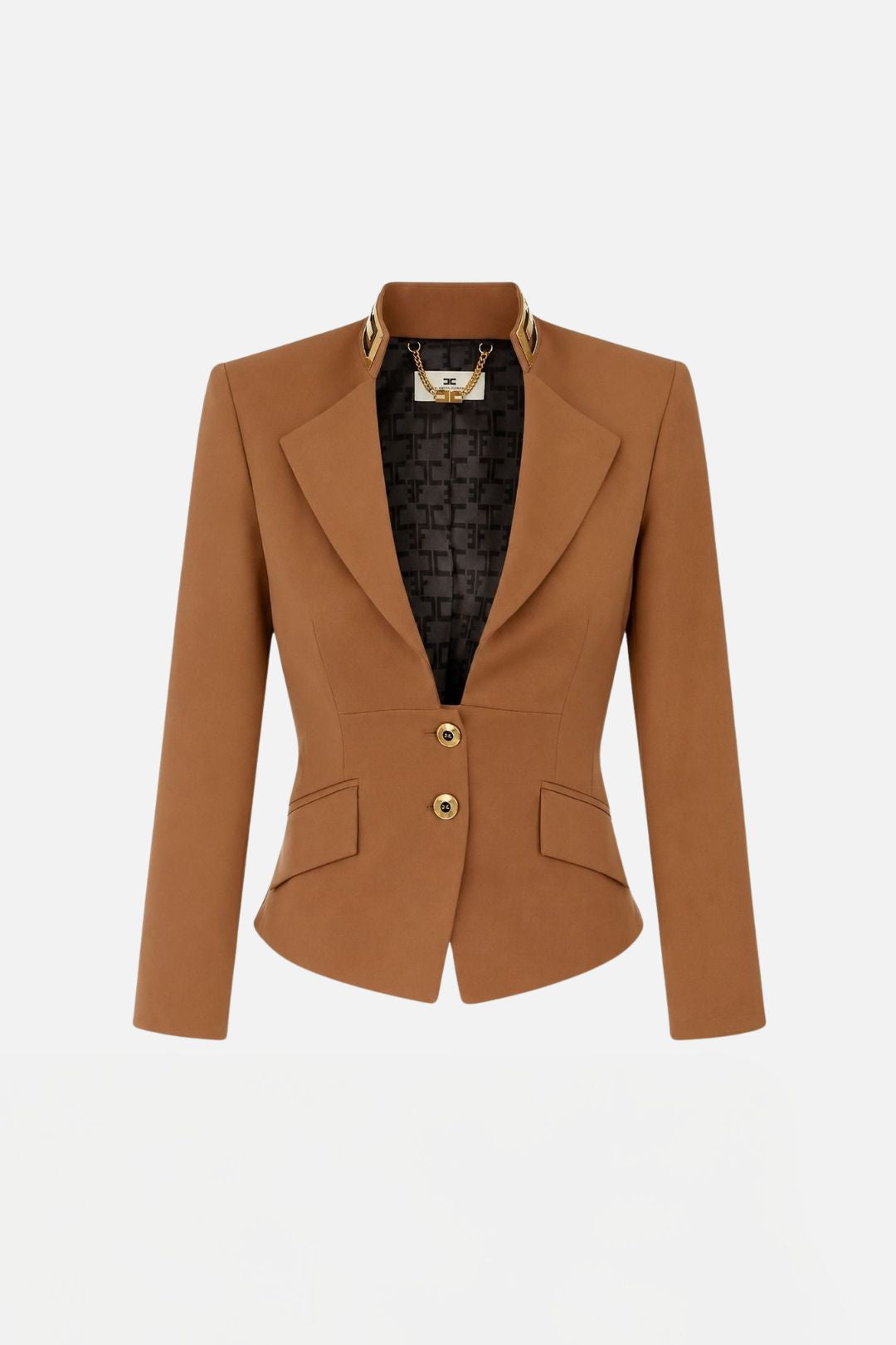 Elisabetta Franchi Giacca In Gabardina con Collo Gioiello GI24966E2 SIGARO