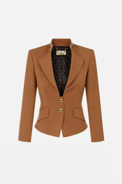 Elisabetta Franchi Giacca In Gabardina con Collo Gioiello GI24966E2 SIGARO