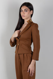 Elisabetta Franchi Giacca In Gabardina con Collo Gioiello GI24966E2 SIGARO