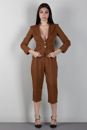 Elisabetta Franchi Giacca In Gabardina con Collo Gioiello GI24966E2 SIGARO