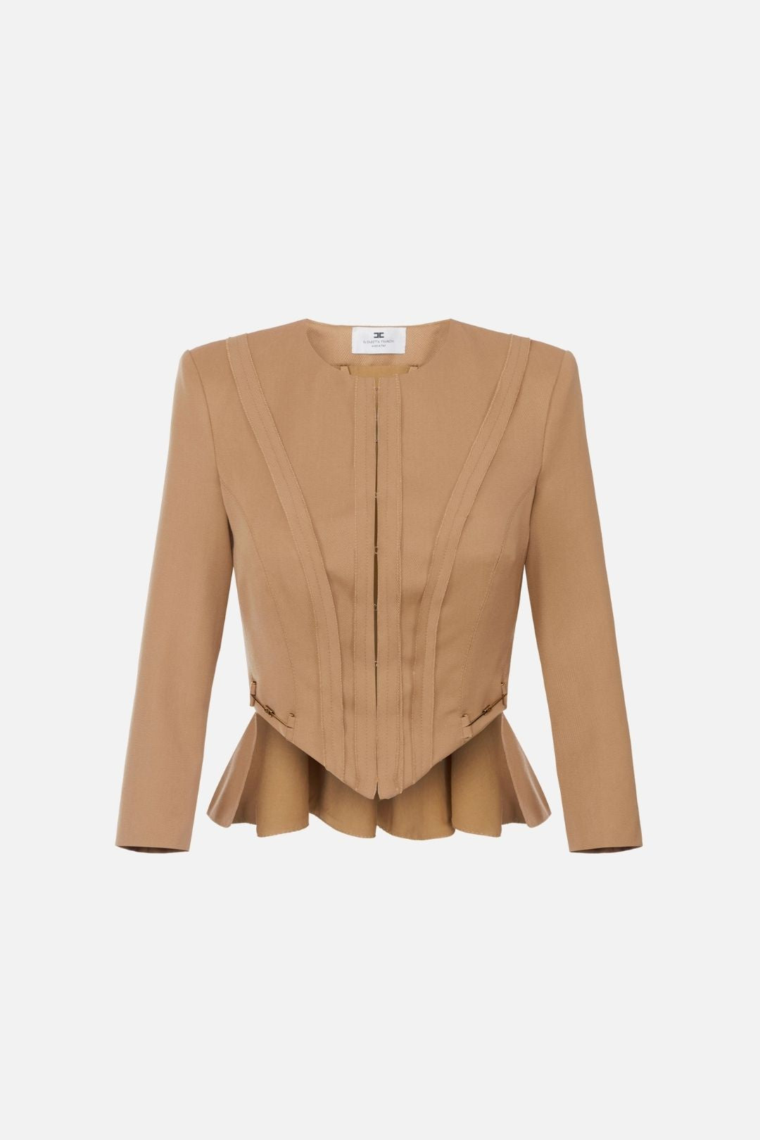 Elisabetta Franchi Giacca In Gabardina con Lacci Criss-cross GI29367E2 DAINO