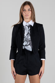 Elisabetta Franchi Giacca In Gabardina con Lacci Criss-cross GI29367E2 NERO
