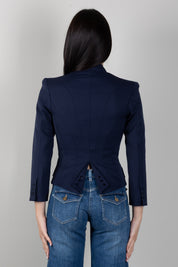 Elisabetta Franchi Giacca In Gabardina con Placca Dorata GI24966E2 NAVY