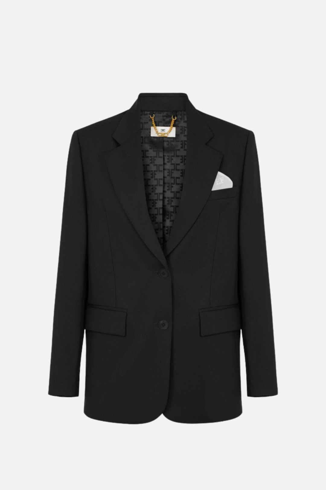 Elisabetta Franchi Giacca In Gabardina con Pochette GI27766E2 NERO