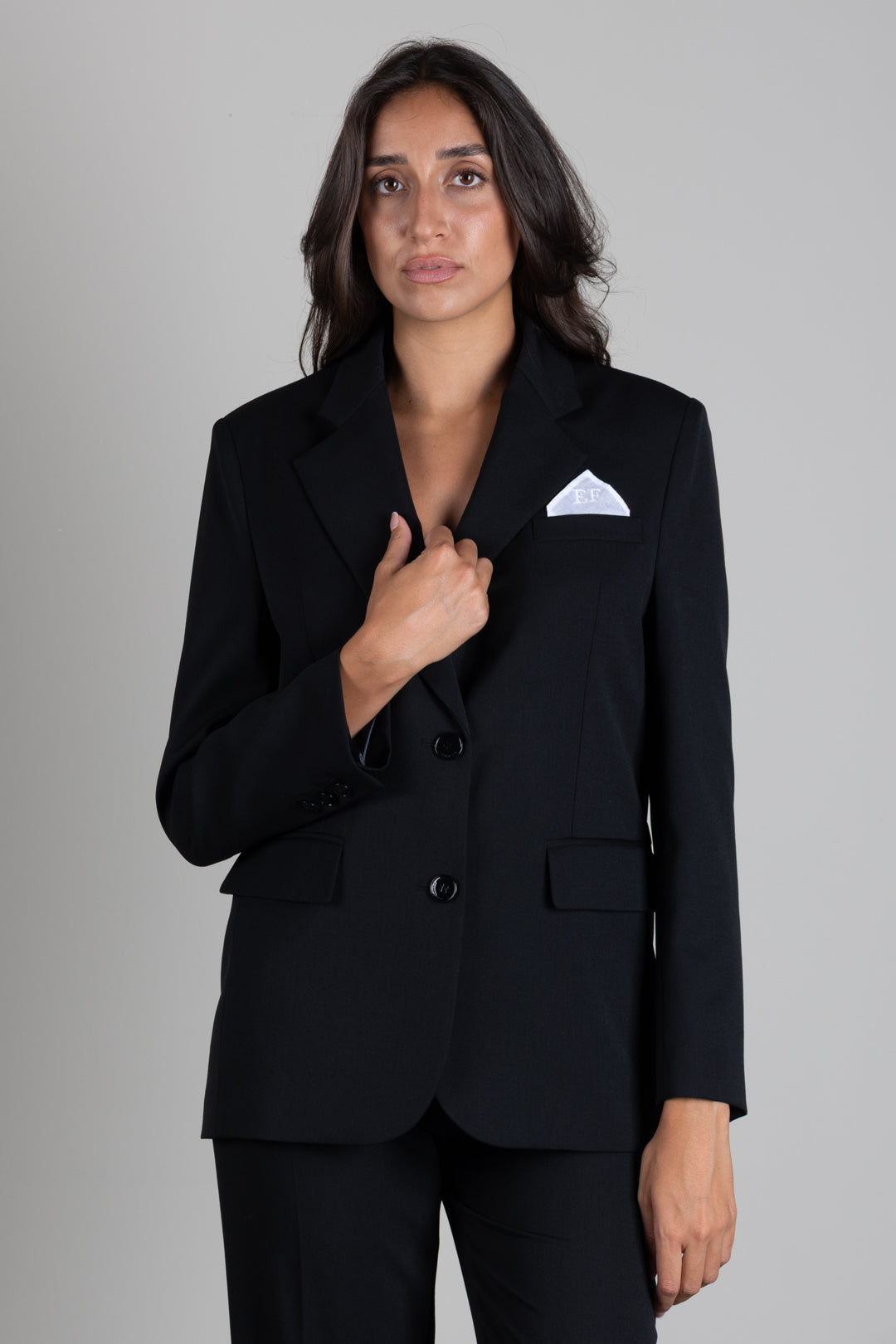 Elisabetta Franchi Giacca In Gabardina con Pochette GI27766E2 NERO