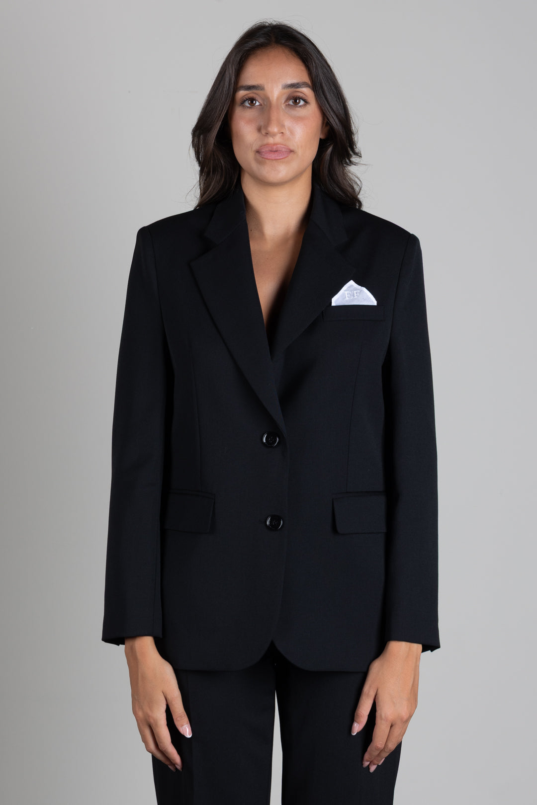 Elisabetta Franchi Giacca In Gabardina con Pochette GI27766E2 NERO