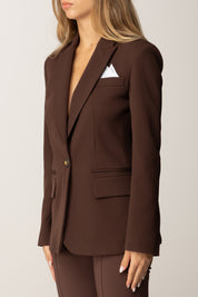 Elisabetta Franchi Giacca In Gabardina Di Cotone con Pochette GI17056E2 COFFEE