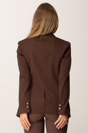 Elisabetta Franchi Giacca In Gabardina Di Cotone con Pochette GI17056E2 COFFEE