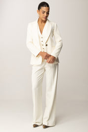 Elisabetta Franchi Giacca In Gabardina Di Cotone con Pochette GI17056E2 MILK