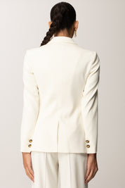 Elisabetta Franchi Giacca In Gabardina Di Cotone con Pochette GI17056E2 MILK