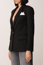 Elisabetta Franchi Giacca In Gabardina Di Cotone con Pochette GI17056E2 NERO