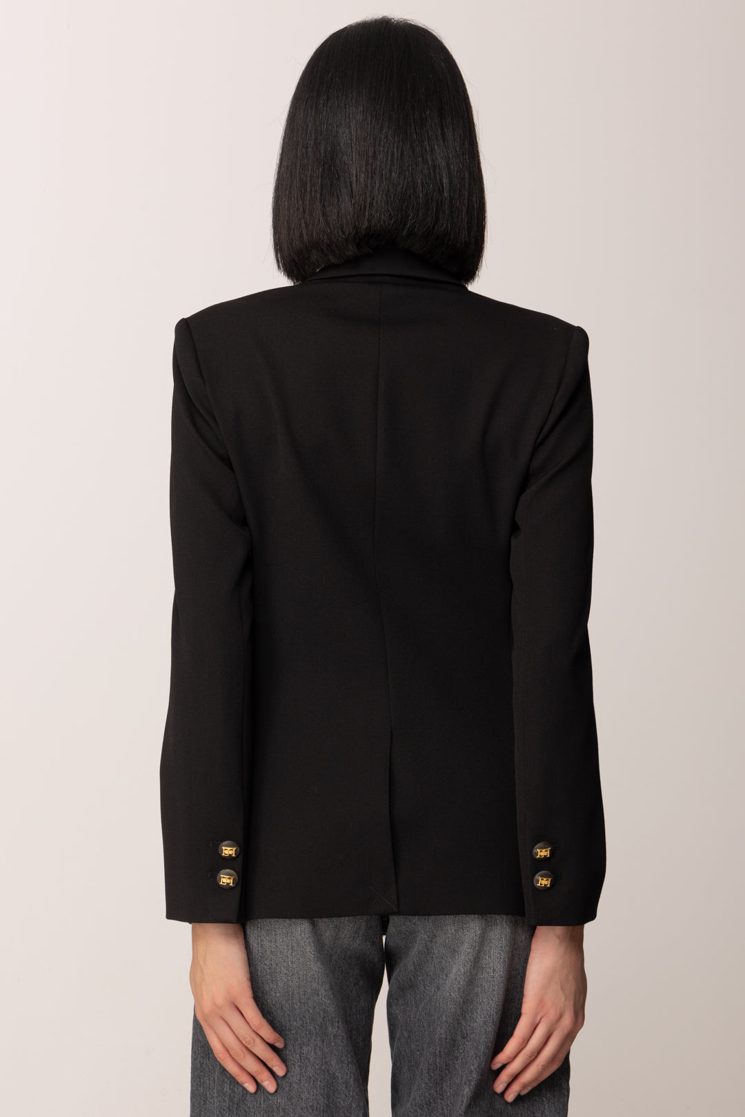 Elisabetta Franchi Giacca In Gabardina Di Cotone con Pochette GI17056E2 NERO