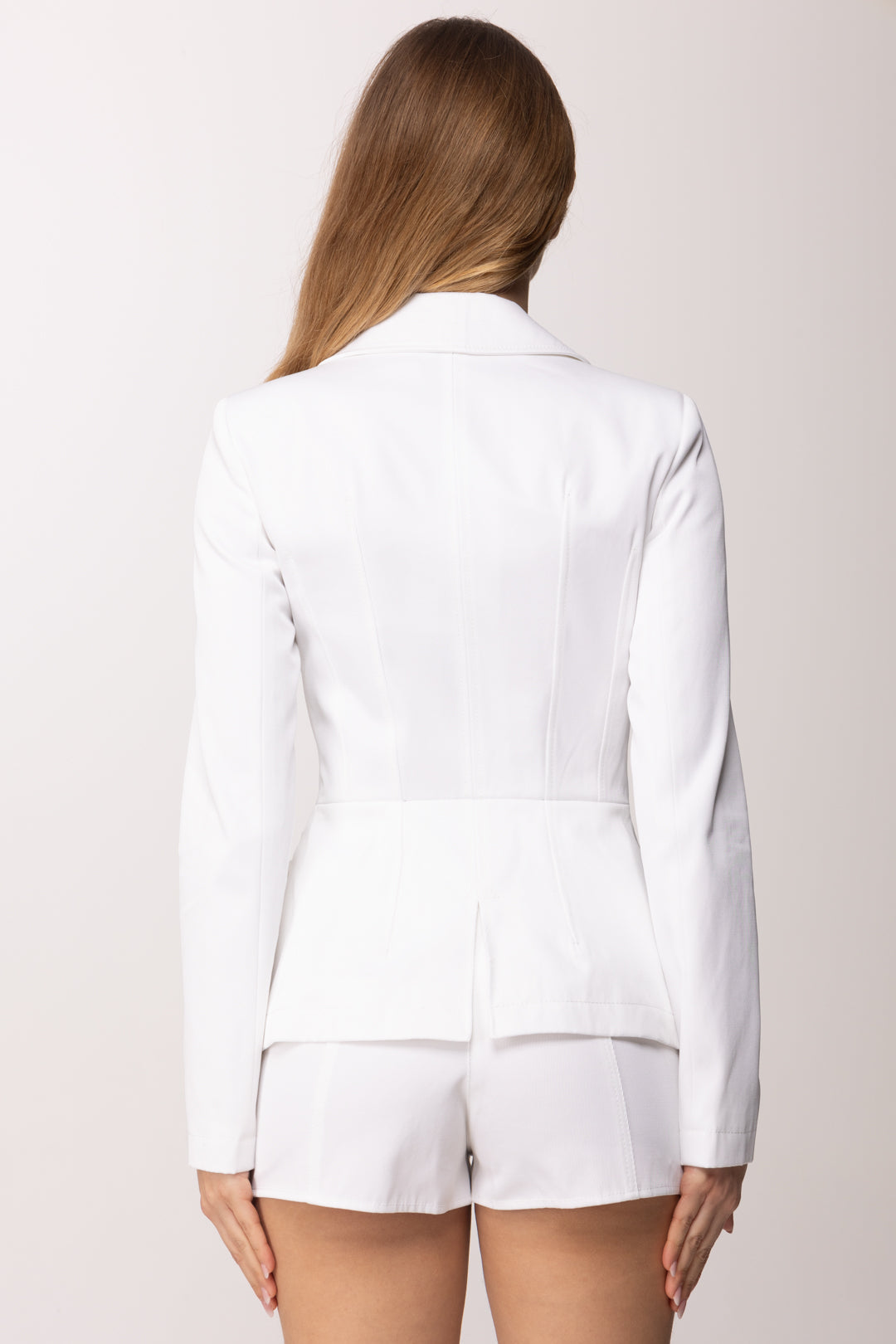 Elisabetta Franchi Giacca In Gabardina Di Cotone con Tasconi GI21261E2 AVORIO