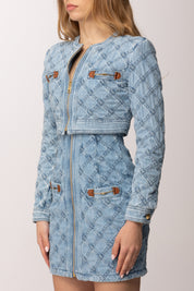 Elisabetta Franchi Giacca In Jeans con Losanghe BJ42N62E2 BLUE VINTAGE