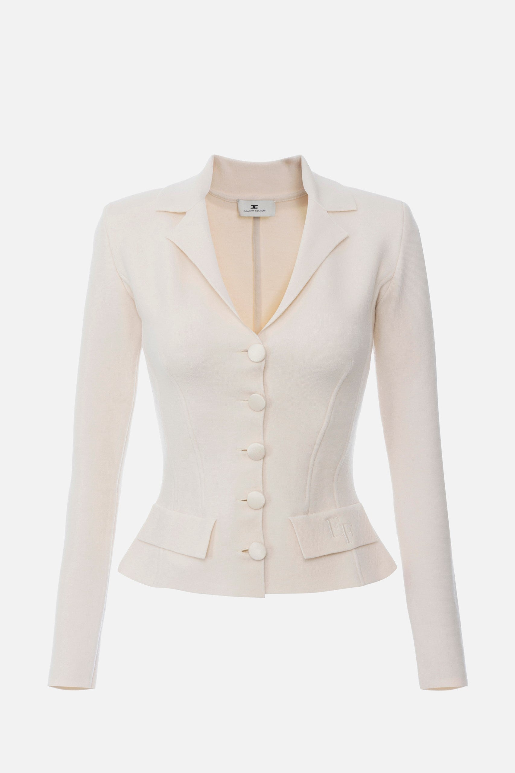 Elisabetta Franchi Giacca In Lana Punto Stoffa MK16S56E2 MILK