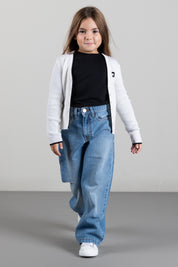 Elisabetta Franchi Bambina Giacca In Maglia a Coste con Logo a Contrasto EFMA211CFL012.0077