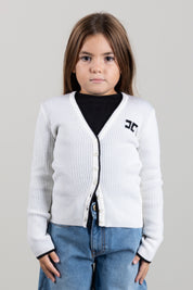 Elisabetta Franchi Bambina Giacca In Maglia a Coste con Logo a Contrasto EFMA211CFL012.0077