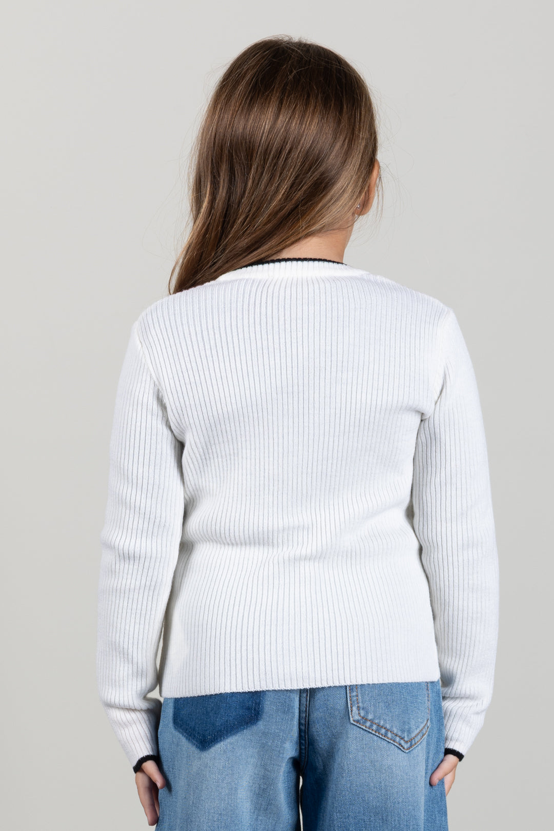 Elisabetta Franchi Bambina Giacca In Maglia a Coste con Logo a Contrasto EFMA211CFL012.0077