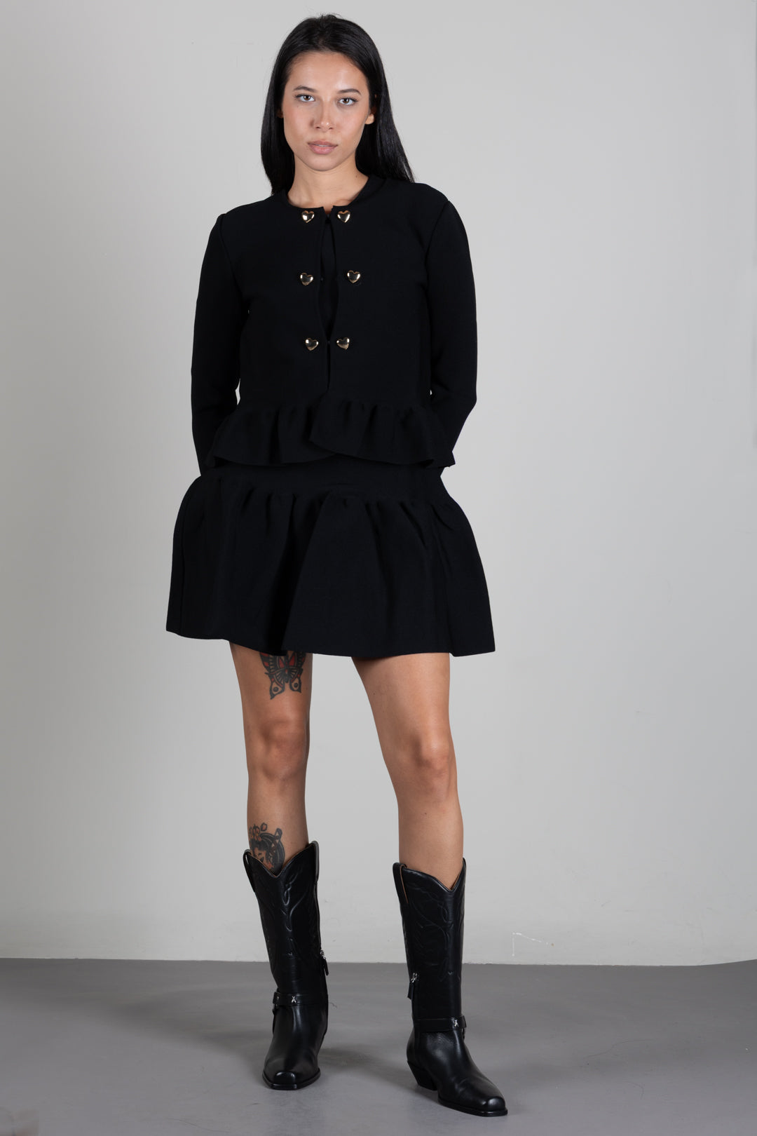 Twin-set Giacca In Maglia con Balza e Bottoni a Cuore 262TP3140 NERO