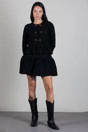 Twin-set Giacca In Maglia con Balza e Bottoni a Cuore 262TP3140 NERO
