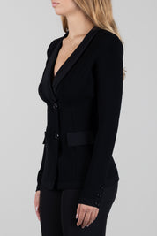 Elisabetta Franchi Giacca In Maglia con Dettagli In Viscosa Lucida MK27S66E2 NERO