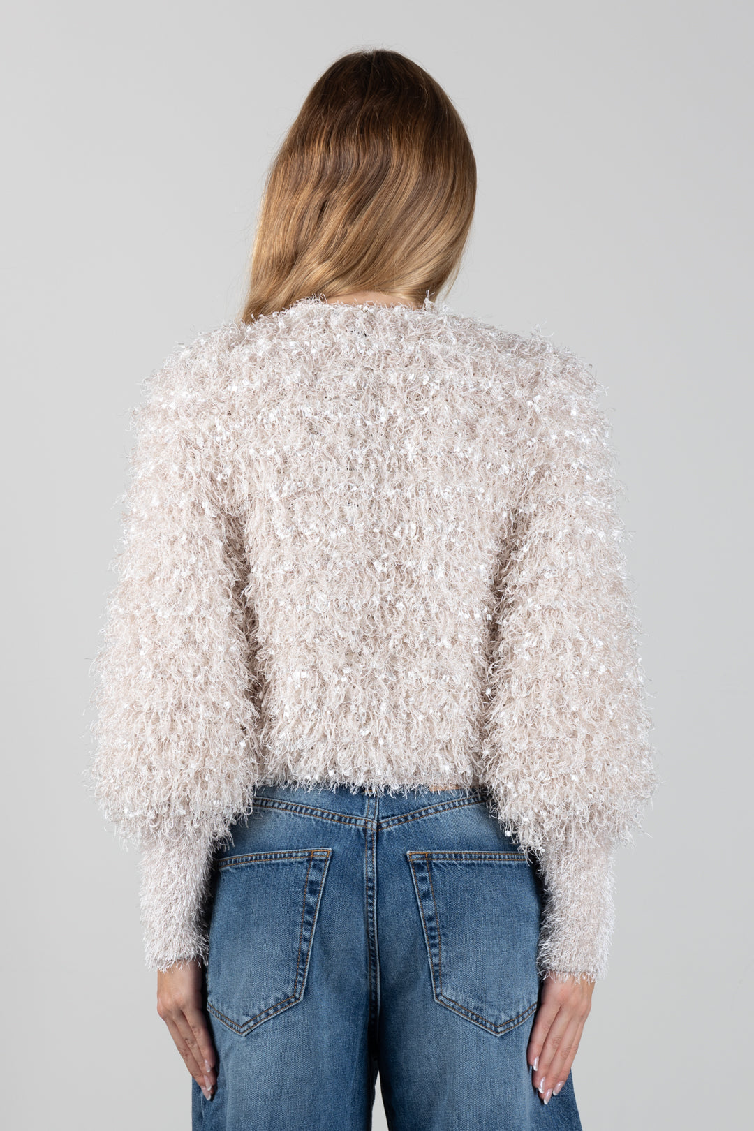 Twin-set Giacca In Maglia Effetto Pelliccia con Bottoni In Metallo 262TP3130 PARCHMENT SCURO