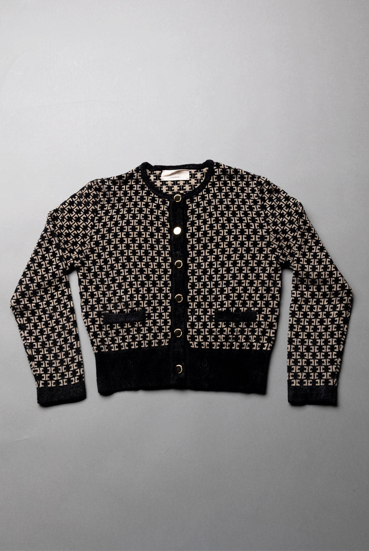 Elisabetta Franchi Bambina Giacca In Maglia Jacquard con Logo EFMA201CFL149.D657