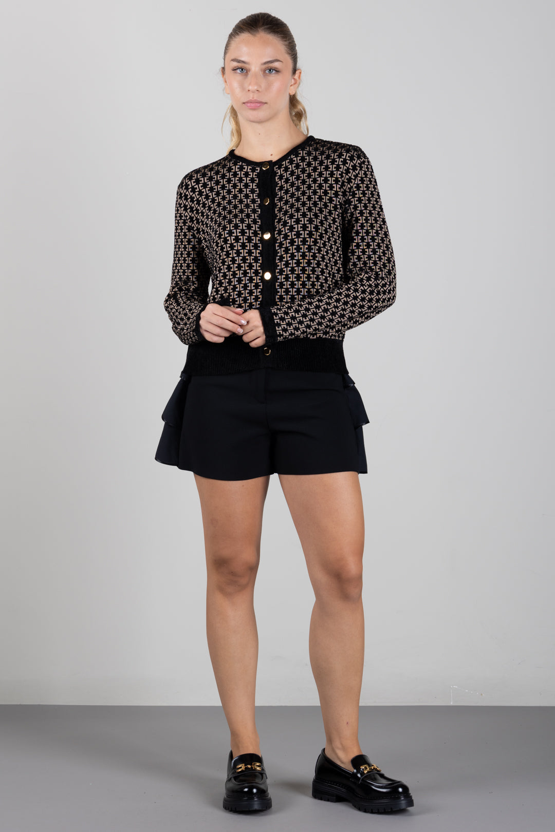 Elisabetta Franchi Bambina Giacca In Maglia Jacquard con Logo EFMA201CFL149.D657
