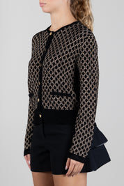 Elisabetta Franchi Bambina Giacca In Maglia Jacquard con Logo EFMA201CFL149.D657