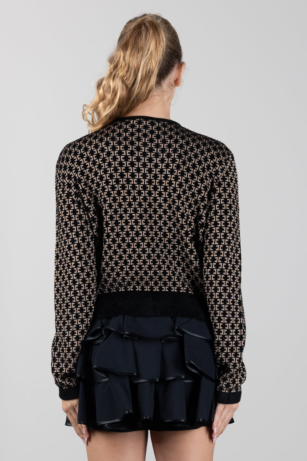 Elisabetta Franchi Bambina Giacca In Maglia Jacquard con Logo EFMA201CFL149.D657