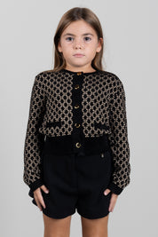 Elisabetta Franchi Bambina Giacca In Maglia Jacquard con Logo EFMA201CFL149.D657