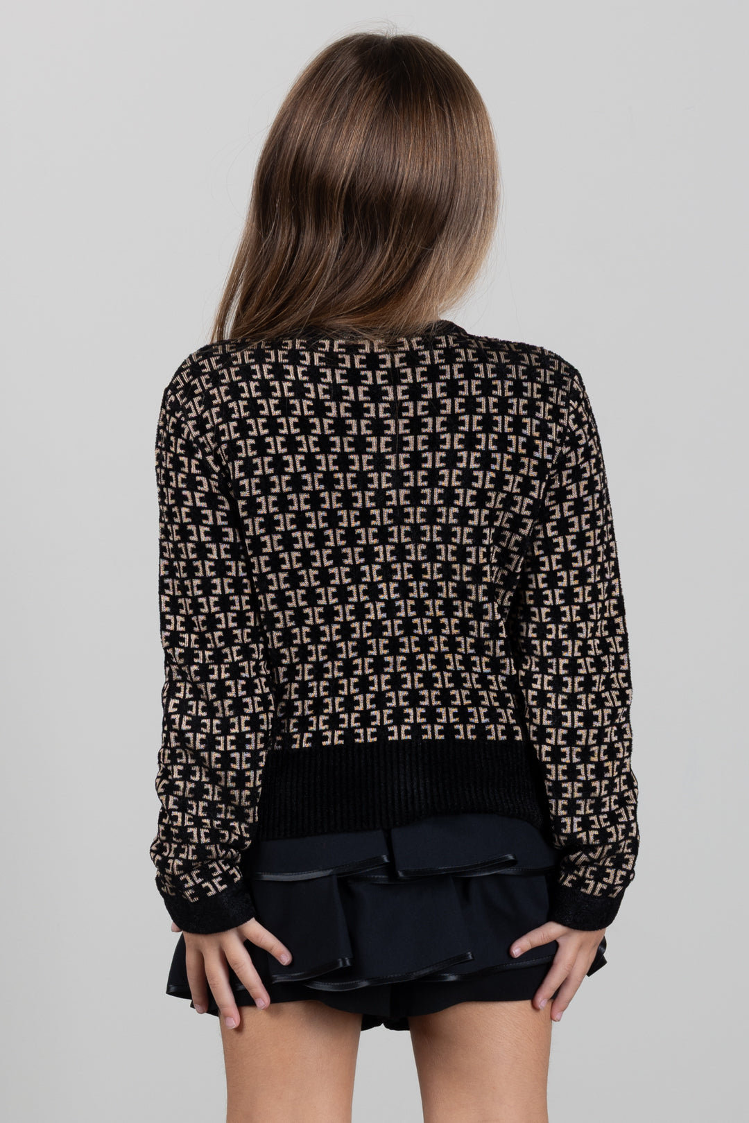 Elisabetta Franchi Bambina Giacca In Maglia Jacquard con Logo EFMA201CFL149.D657