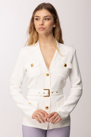 Elisabetta Franchi Giacca In Maglia Punto Stoffa MK10B62E2 AVORIO