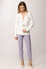 Elisabetta Franchi Giacca In Maglia Punto Stoffa MK10B62E2 AVORIO