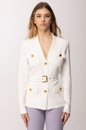 Elisabetta Franchi Giacca In Maglia Punto Stoffa MK10B62E2 AVORIO