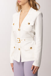 Elisabetta Franchi Giacca In Maglia Punto Stoffa MK10B62E2 AVORIO
