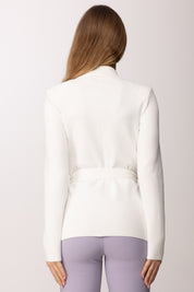 Elisabetta Franchi Giacca In Maglia Punto Stoffa MK10B62E2 AVORIO