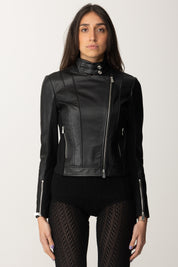 Pinko Giacca In Pelle Bimateriale 104878 Y75K NERO LIMOUSINE