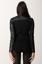 Pinko Giacca In Pelle Bimateriale 104878 Y75K NERO LIMOUSINE