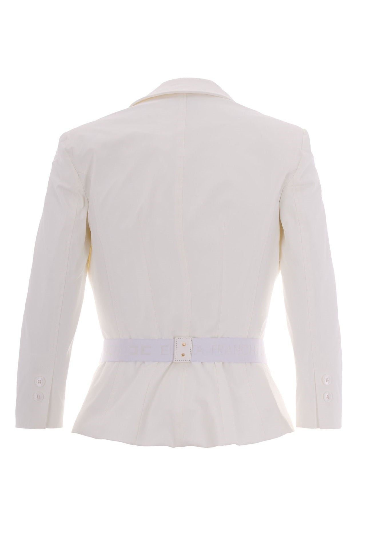 Elisabetta Franchi Giacca In Tessuto Tecnico Bielastico con Cintura GI22461E2 AVORIO