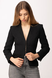 Elisabetta Franchi Giacca In Tweed Bouclé GI20962E2 NERO