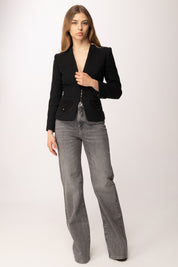 Elisabetta Franchi Giacca In Tweed Bouclé GI20962E2 NERO