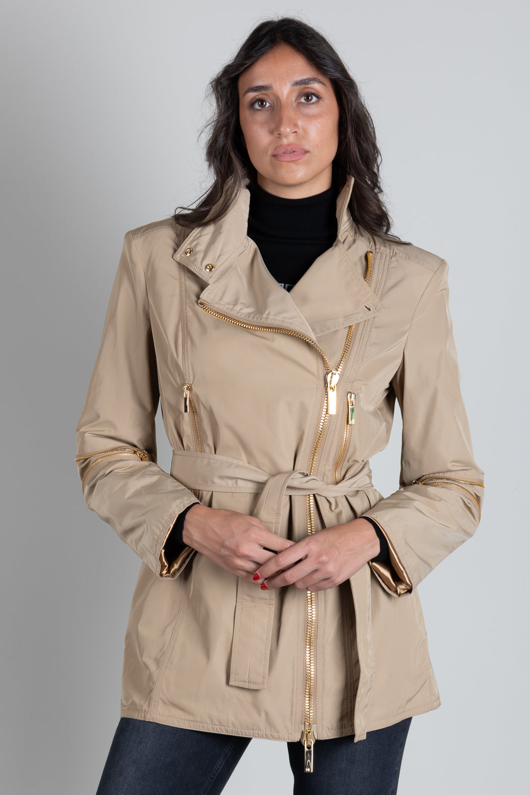 Elisabetta Franchi Giacca In Vela Taffettà SP00366E2 CAMMELLO