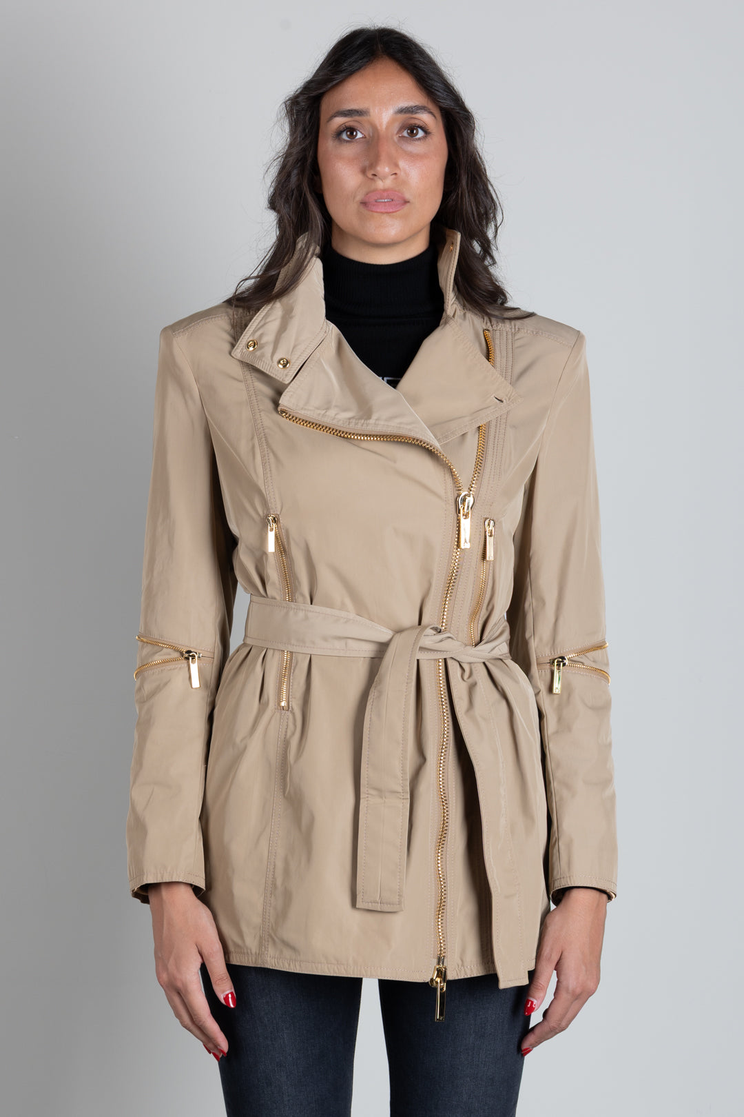 Elisabetta Franchi Giacca In Vela Taffettà SP00366E2 CAMMELLO