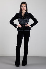 Elisabetta Franchi Giacca In Velluto con Bustier e Baschina GI25967E2 NERO