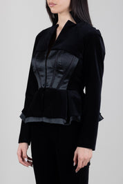 Elisabetta Franchi Giacca In Velluto con Bustier e Baschina GI25967E2 NERO