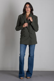 Patrizia Pepe Giacca Lunga Doppiopetto con Spalle Strutturate 8S0106 C8001 MYSTERIOUS GREEN
