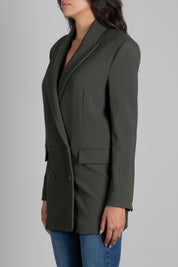 Patrizia Pepe Giacca Lunga Doppiopetto con Spalle Strutturate 8S0106 C8001 MYSTERIOUS GREEN