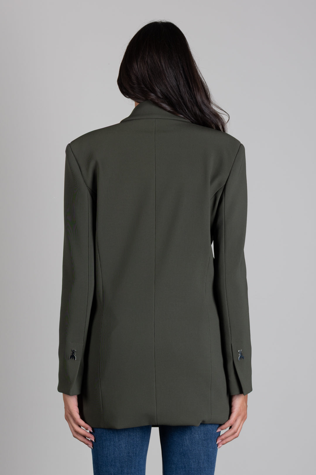 Patrizia Pepe Giacca Lunga Doppiopetto con Spalle Strutturate 8S0106 C8001 MYSTERIOUS GREEN